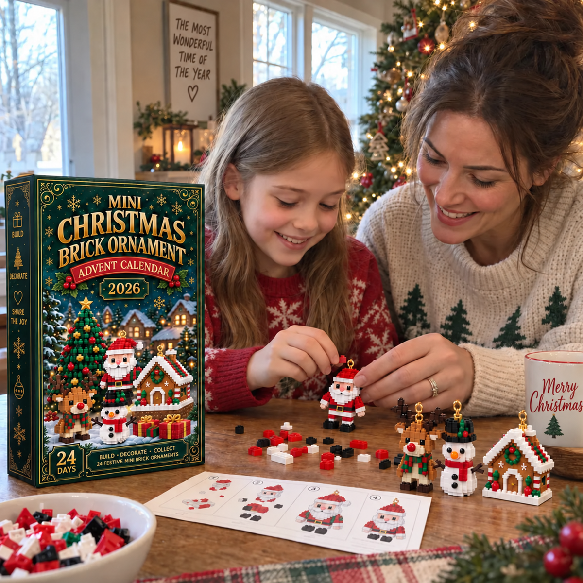 ๐i๐ฅ๐ฅ๐ก๐จ๐ฅยฎ๐24-Day Mini Christmas Brick Ornament Advent Calendar โ 24 Unique Buildable Holiday Models