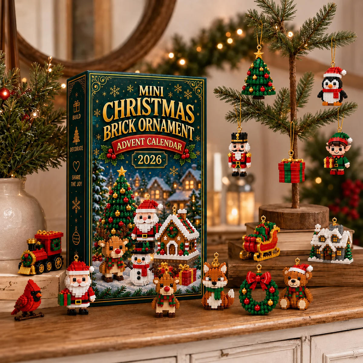 𝐁i𝐥𝐥𝐡𝐨𝐥®🗽24-Day Mini Christmas Brick Ornament Advent Calendar – 24 Unique Buildable Holiday Models