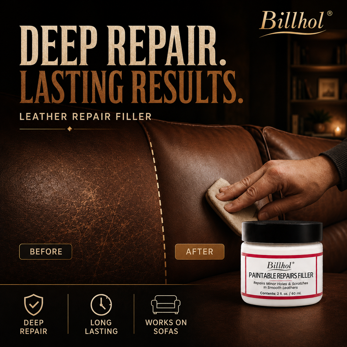 𝐁𝐢𝐥𝐥𝐡𝐨𝐥®  𝐏𝐑𝐄𝐌𝐈𝐔𝐌 𝐋𝐄𝐀𝐓𝐇𝐄𝐑 𝐑𝐄𝐒𝐓𝐎𝐑𝐀𝐓𝐈𝐎𝐍 𝐏𝐚𝐢𝐧𝐭𝐚𝐛𝐥𝐞 𝐒𝐜𝐫𝐚𝐭𝐜𝐡 & 𝐃𝐚𝐦𝐚𝐠𝐞 𝐑𝐞𝐩𝐚𝐢𝐫 𝐅𝐢𝐥𝐥𝐞𝐫