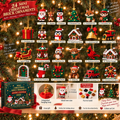 𝐁i𝐥𝐥𝐡𝐨𝐥®🗽24-Day Mini Christmas Brick Ornament Advent Calendar – 24 Unique Buildable Holiday Models