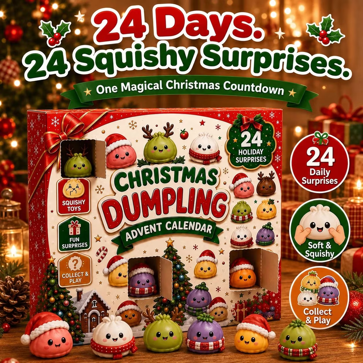 24 Days. 24 Squishy Surprises. Christmas Squishy Advent Calendar
