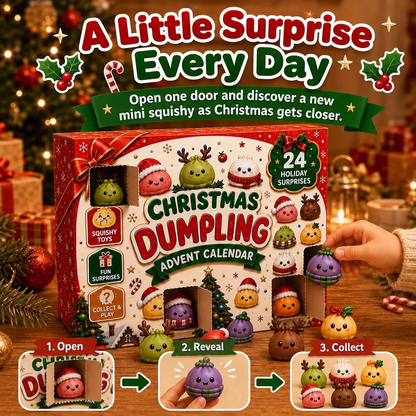 Open one door each day to discover a mini squishy
